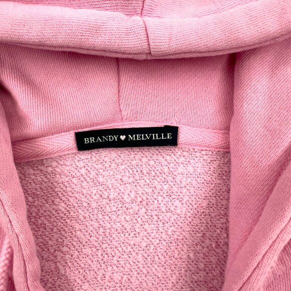 Brandy Melville Pink Cropped Zip Up Hoodie - Picture 4 of 6